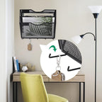 EASEPRES 3 Pocket Mesh Hanging File Organizer with Key Holder Hooks & Nametag Label, Wall Mounted Mail Paper Document Folder Clipboard Storage Organization Magazine Rack for Office Cubicle, Black