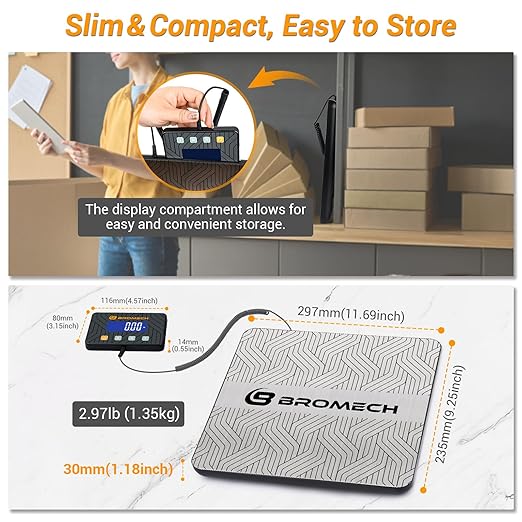 Postal Scales for Shipping Packages 440lb Heavy Duty Digital Mail Scale High Accuracy 0.35oz Postage Scale W/Separate Display, Type-C Charging for Small Business, Warehouse, Luggage, Home, Pet