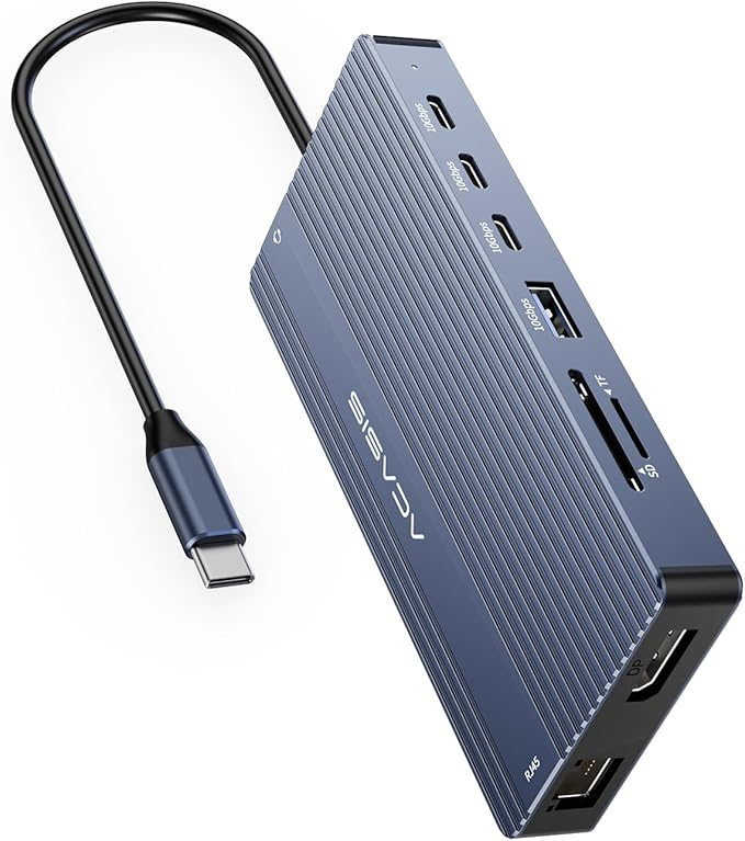 USB C Hub 14-1 USB C Docking Station Dual Monitor, with 2 HDMI+DP(4K60Hz), Ethernet, 3 USBC 10Gbps,100W PD, SD/TF 3.0, Audio, Laptop Docking Station for MacBook/Dell/HP/Lenovo ThinkPad/Surface (Grey)