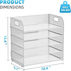 Marbrasse Paper Organizer Letter Tray, 5 Tier Mesh File Organizer with Handle, Paper Sorter Desk Organizer for Home Office Supplies - White