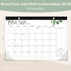 Desk Calendar 2025-2026, 18 Months (July 2025 to December 2026) - Large Size 17" x 12" Desktop/Wall Monthly Calendar with To Do List, Personal Desk Calendar Planner for Home, School, Office - Leaf