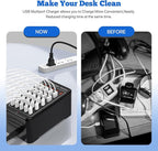 Charging Station, USB C Charger Block, 150W 30-Port【15USB-C + 15USB-A】, Travel Charger Station Fast Charger Desktop USB Wall Charger Compatible iPhone, iPad, Tablets, Smartphones