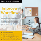 Combination Writeboard 36"x 24" Magnetic Whiteboard & Cork Board Dry Erase Board Bulletin Board Wall Mounted Wood Frame