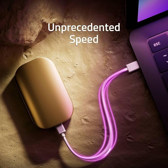 SK hynix Beetle X31 512GB Portable SSD with DRAM, up to 1050MB/s, USB 3.2 Gen2, External Hard Drive Compatible with PC, Mac, Laptop, PS5 (Champagne Gold)