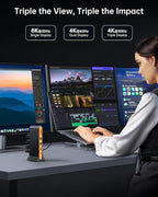 NOVOO 15-in-1 Vertical/Horizontal USB C Docking Station Triple Monitor – 8K@30Hz DP, Dual 4K@60Hz HDMI, 10Gbps USB-A/C, SD/TF, 1Gbps Ethernet,Dual Monitor Adapter Dock for MacBook, Windows Laptops