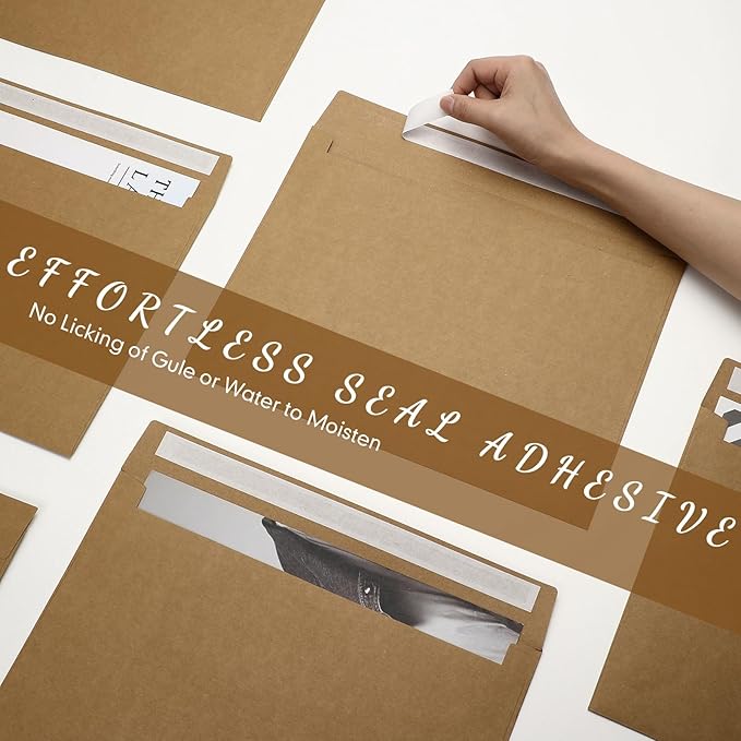 Crtiin 100 Pcs 9 x 12 Open End Booklet Envelopes 80 lb 120gsm Catalog Envelopes with Closure for Mailing Catalog Financial Document Magazine Pamphlet Business(Kraft Paper Color)