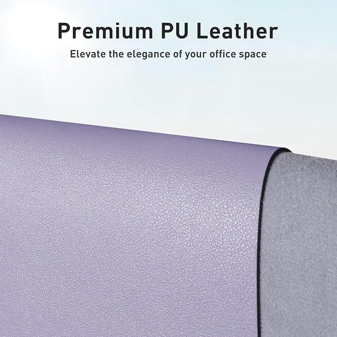 Aothia Leather Desk Pad Protector, Mouse Pad, Office Desk Mat, Non-Slip PU Leather Desk Blotter, Laptop Desk Pad, Waterproof Desk Writing Pad for Office and Home (31.5" x 15.7", Lavender)