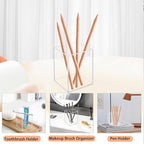2 Pack Acrylic Pen Pencil Holder, Clear Makeup Brush Holder Cup Storage Office Desktop Desk Table Stationery Organizer
