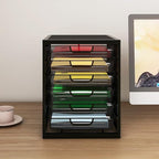 Natwind Mesh Desk Organizer with 6 Tier Sliding Drawers, Paper Sorter, Multi-Functional Home Office Supplies Storage Tray for Letters, Documents, Books, Mail, Files, Arts & Crafts Supplies - Black
