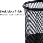 Ameceres 4 Packs Wire Mesh Pencil Holder Metal Pen Cup Desk Pen Organizer Case Pencil Jar Black for Office Home (Silver)