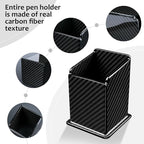 Carbon Fiber Pen Holder Pencil Holder for desk, Desktop Organizer and Black Pencil Cup for Office, School, Home,Glossy Black