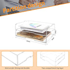 2 Pack- Stackable Paper Letter Tray,Clear Acrylic Magazine Holder and File Organizer - Sleek Desk Organizer for Home Office, Bookshelf, or Workspace - Space-Saving Transparent Document Holder
