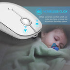 Type C Wireless Mouse，Vssoplor USB C Mouse Dual Mode 2.4G Cordless Mice with Nano USB and Type C Receiver Compatible with PC, Laptop, MacBook and All Type C Devices-White Silver