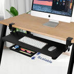 Desktop Keyboard Tray, Pull-Out Under The Table, 26.77 "X 11.81" Large-Sized Keyboard Tray, C-Shaped Lip Holder, Easy to Install, Suitable for Home Learning and Office Use(Black)