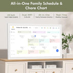 24" Digital Wall Calendar Chore-Chart-for-Planner - Touchscreen Display Smart Calendar for Family Monthly/Weekly Planner, To Do List Notepad, Streamline Household Organization, Desk Mount Included