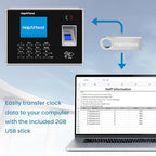 Time Clock - Fingerprint Time Clocks for Employees Small Business Automatic Calculate Hours, H2 Standalone Biometric Clock in Machine for Employees with 5 RFID Cards (0 Monthly Fees)