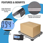 SurmountWay Shipping Scale 660lbs LCD Digital Platform Heavy Duty Portable Stainless Platform for Postal Shipping Scale Industrial Floor Scale W/ 14"X 12"