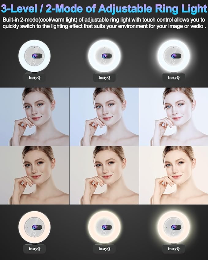 Webcam with Microphone, 2K Web Cam for PC/Desktop Computer/Laptop/MAC, Privacy Cover & Light, USB Plug and Play, Streaming Camera for Zoom/Skype/Teams/Video Calling/Studying and Conference