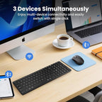 Wireless Bluetooth Keyboard and Mouse Combo (USB + Dual BT), Multi-Device Slim Keyboard and Mouse Set Compatible for Windows, Mac,PC Laptop iPad Tablet - QWERTY