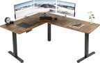 VIVO Electric Corner L-Shaped 63 x 55 in Rustic Standing Desk, Memory Height Adjustment, Vintage Brown Top Black Frame, DESK-E3CTN