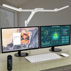 Micomlan Architect Desk Lamp with Clamp, Led Desk Lamp for Home Office with Remote Control, 24W Bright Dimmable Computer Light with Atmosphere Lighting Adjustable Table Light(Remote)