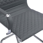 Office Guest Reception Chairs Set of 4 - Modern PU Leather Mid Back Conference Room Chairs for Waiting Room, Desk - Grey