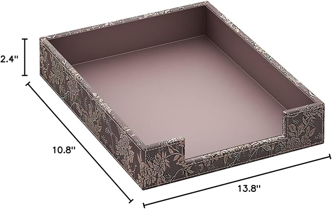 Leather Letter Tray, THIPOTEN Elegant Desk Organizer for Office Supplies, Mail, Paper, File, Magazine, Perfect Office Organization for Desktop(Retro)