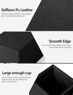 Desk Supplies Organizer, Multi-Functional Pencil Pen Holder with Wireless Charger, Desktop Stationery Organizer, Home Office Supply Storage Box Caddy (Black)