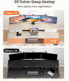 ErGear Electric Standing Desk with 4 Drawers, 55" x 30" Height Adjustable Desk with Storage, C-Clamp Mount Compatible, Computer Home Office Table with Cable Management Tray, Natural