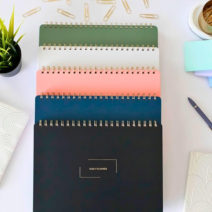 Undated Daily Planner | 8.25” x 11.75” Work To-Do Notebook | ADHD Academic Organizer | Multi-Layout | Men and Women Planner | College Supplies | Pink | Landscape Layout