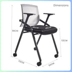 16 Pack Conference Room Chairs, Folding Office Desk Chair with Lumbar Support and Sliding Armrest, Stackable Office Guest Chairs & Reception Chairs