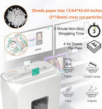 Bonsaii Low Noise Operation Paper Shredder, 6-Sheet Cross-Cut, Credit Card Shredder, Home Office, Handle for Document, Mail, Staple, 3.4 Gal Wastebasket, Easy-Carry Handle, White(C237-B)
