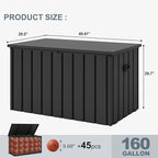 PURPLE LEAF Outdoor Deck Box 160 Gallon Waterproof Lockable Storage Box Container with Lid Deck Organization for Patio Cushions Side Table Pool Accessories Garden Tools, Gray
