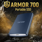 Lexar 4TB Armor 700 Portable SSD, Up to 2000MB/s, USB 3.2 Gen 2x2, Rugged, IP66 Water & Dust Resistance, Compatible w/iPhone 15/16, Cameras, Gaming, External SSD, Dark Blue (LAR700X004T-RNLNU)