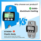 Digital Hanging Scale, 1102lb Crane Scale, 500kg Blue Digital Electronic Weighing Scale with LCD Display for Hunting, Outdoor, Bass Fishing, Big Game, Farm
