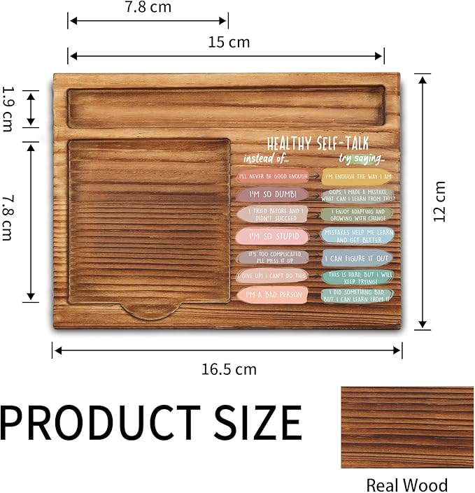 vizuzi Healthy Self-Talk Growth mindset Mental Health Sticky Note Holder, Therapy Office Decor, Gifts for Psychotherapy Therapist Counselor Office Decor CBT Self-Stick Note Pad Holders ZSS35