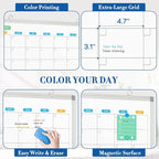 WALGLASS Dry Erase Calendar Whiteboard for Wall, 36" x 24" Double-Sided Monthly Calendar White Board with Silver Aluminum Frame, Hanging or Wall Mount Large Whiteboard for Home, Office, School