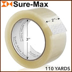 Sure-Max Premium Carton Packing Tape 1.8 mil 330 Feet (110 Yards) - Clear - 6 Rolls
