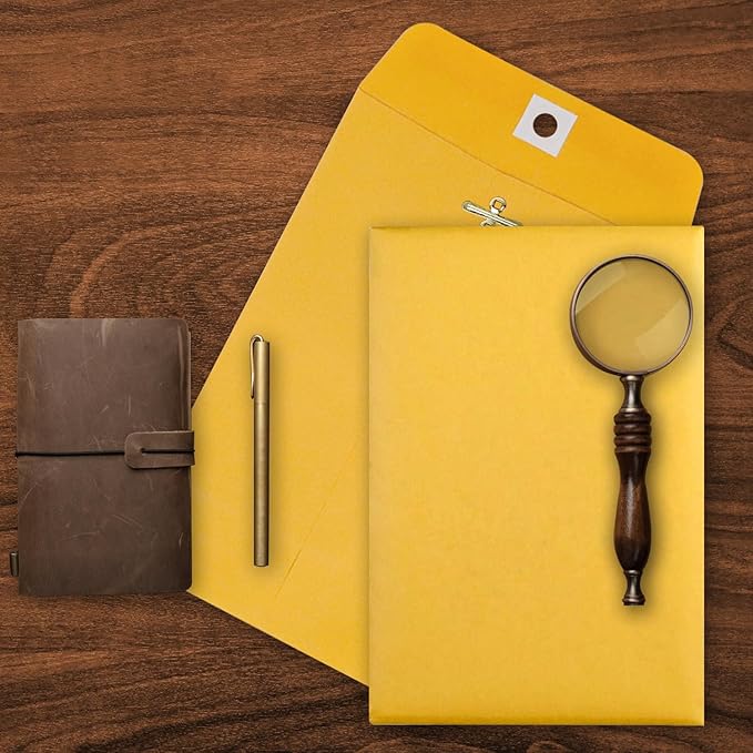 6” x 9” Clasp Envelopes with Gummed Seal Brown Kraft Catalog Envelopes Clasp Mailing Envelopes for Home, Office, Business 28 lb Kraft Paper,Pack of 50