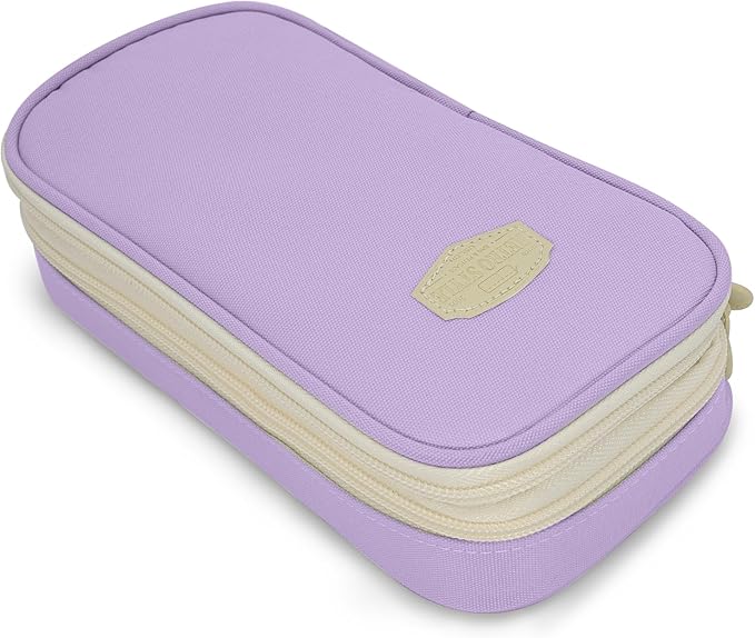 Large Capacity Pencil Case - Durable Zipper Aesthetic Pen Pouch, Big Storage Organizer for School, Office & Travel - Waterproof & Multi-Use (Purple)