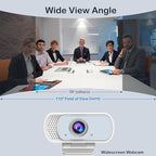 1080p White Webcam with Microphone, USB Web Camera 110-Degree View Angle Computer Camera,Webcam Tripod/Privacy Cover/USB C Adapter Include,Plug and Play Web Cam for Video Conferencing Streaming