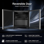 Antarctic Star 48 Can Beverage Refrigerator,12 Bottle Wine Cooler with Stainless Steel Glass Door, Digital Temperature Display,Electronic Temperature Control, Silver