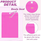 Geyee 100 Pcs Clasp Manilla Envelopes 10 x 13 Inch Gummed Colored Envelopes for Storing or Mailing for Home Office Business Supplies(Rose Pink)
