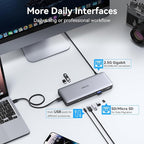 MOKiN Thunderbolt 4 Dock - 16 Ports, USB C Docking Station 3 Monitors for Laptop with 2*Thunderbolt 4 Port, 96W Charger, 2.5Gbps Ethernet for Dell, HP, Lenovo, MacBook（Intel Thunderbolt™ Certified）