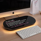 TSJ OFFICE Glass Desktop Whiteboard - 17 X 7 Inches Small Dry Erase Board with Warm Light, Black Glass White Board Surface Notepad with 1 Drawer, Desk Organizers for Office, Home, School Supplies