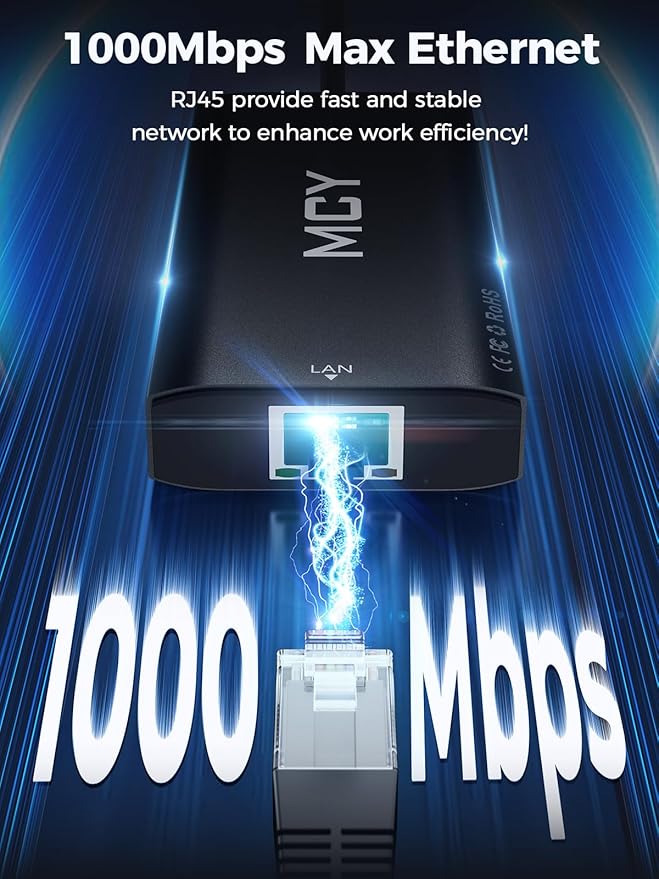 MCY USB C Hub,Laptop Docking Station Dual Monitor Single 8K,2x4K@60Hz,10 in 1 Type-C Multiport Adapter with 2 HDMI,PD100W,Extender Splitter,Card Reader,Ethernet Dock for Mac/Dell/HP/Surface/Steam Deck