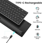 2.4G Wireless and Bluetooth Keyboard with Numeric Keypad, Multi-Device, Rechargeable, Compatible with Mac, Windows (Black)