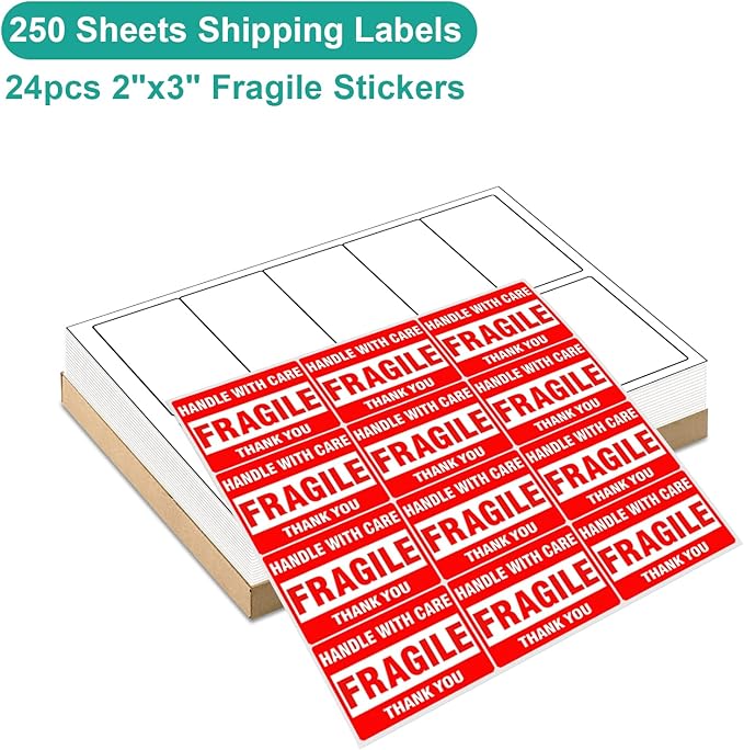 MFLABEL 2x4 Labels, 10-UP Shipping Address Labels, 2500 Labels,250 Sheets Labels for Printer, Internet Mailing Shipping Labels, Label Stickers, 2" x 4" FBA Labels for Laser/Inkjet Printer