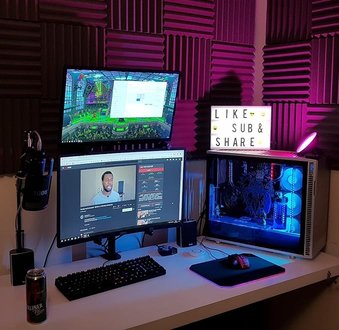 Suptek Dual LED LCD Monitor Stand up Desk Mount for 2 / Two Screens up to 32 inch Extra Tall 31.5" Pole Heavy Duty Fully Adjustable Stand Vertical Array (MD6802)