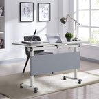 Conference Table,Folding Conference Tables Modern White Conference Room Table with Wheels, 2-10 Persons,for Office, Meeting Room (2, 1619YH, 55IN)